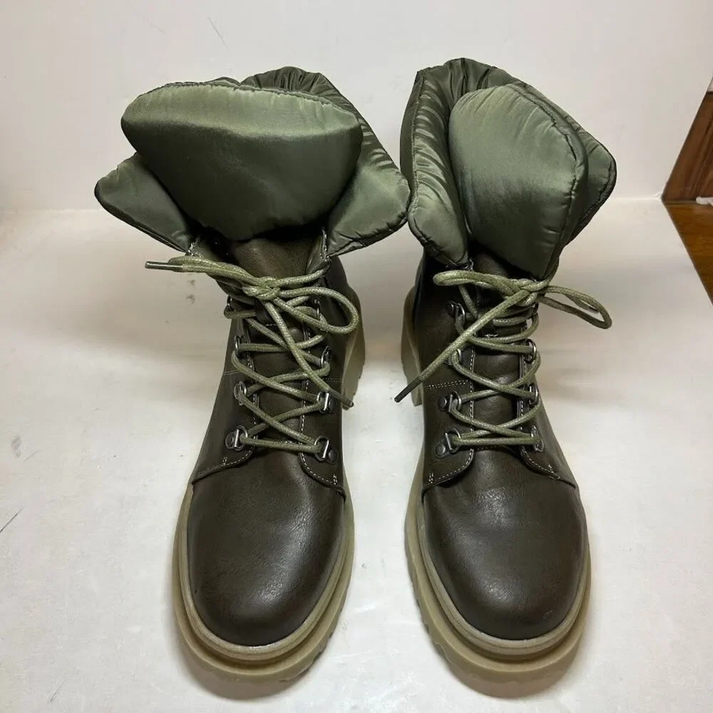 Journee Collection Womens 9.5 M Olive Green Irrah Combat Boots DISPLAY QH2